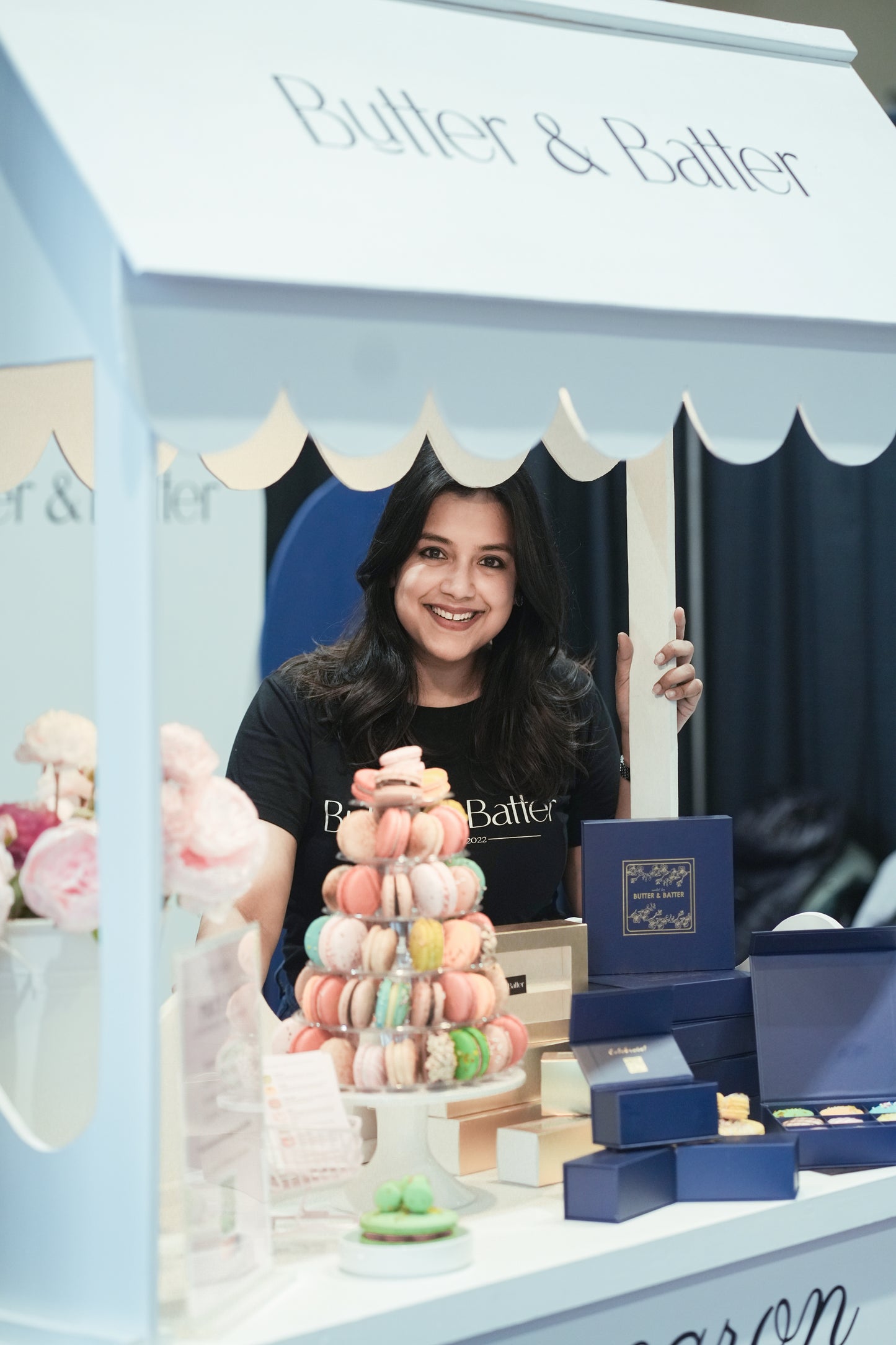 pop up market with macaron tower
