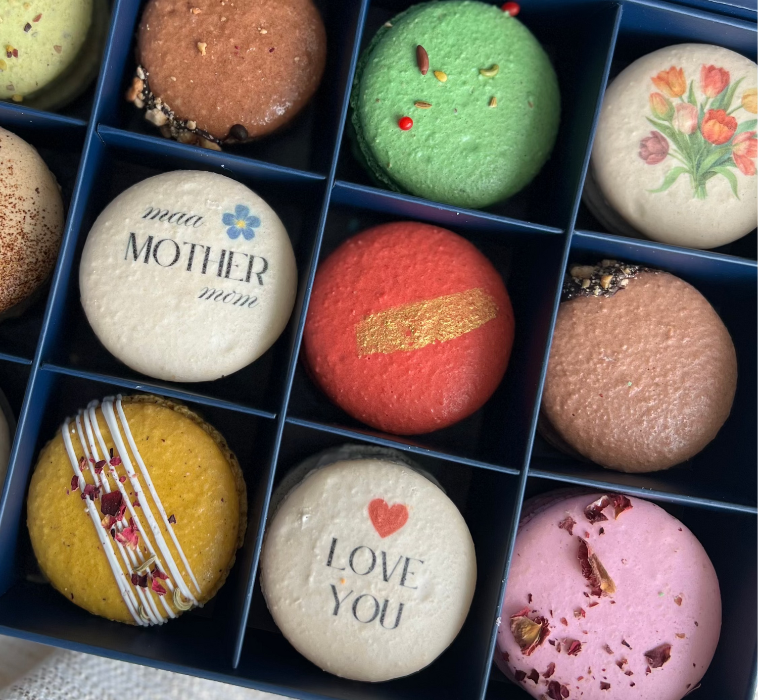 Assorted macarons gift box for mothers day